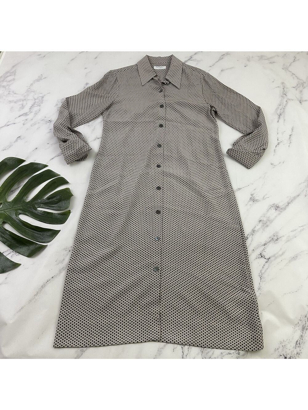 Equipment Femme Womens Star Print Silk Shirt Dress Size M Cream Black Shift